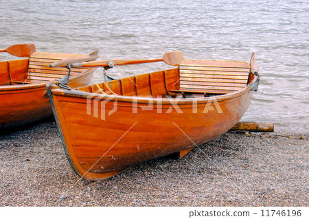 stock photo: rowboat at the edge of the lake