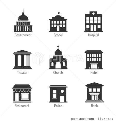 插图素材: government building icons