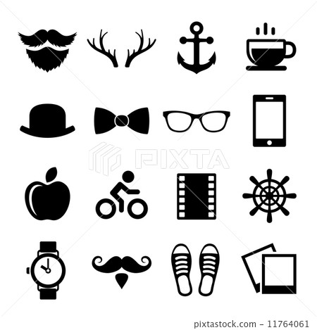 插图素材 set of vintage hipster icons and logos vector