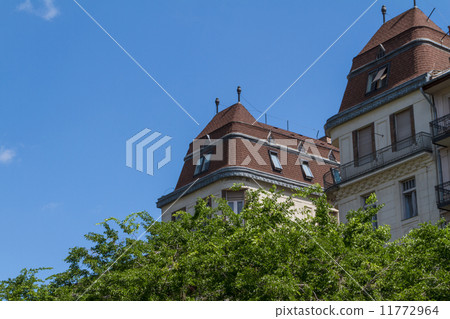 图库照片 typical buildings 19th-century in buda castle district