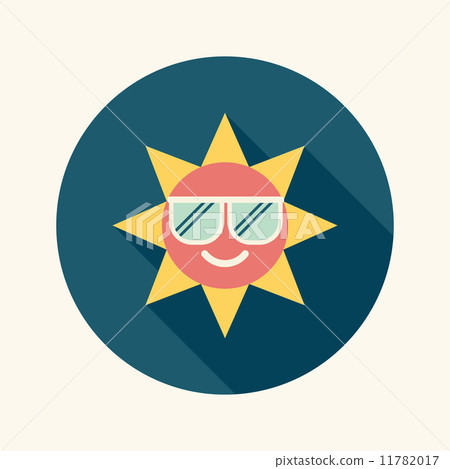 stock illustration: sun flat icon with long shadow