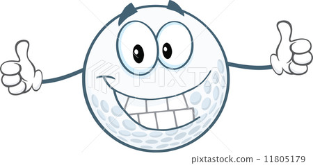 smiling golf ball cartoon character giving a thumbs up 11805179