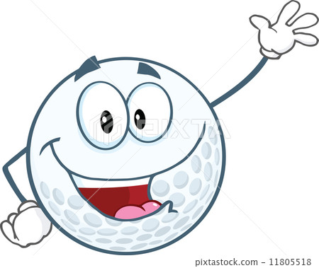 图库插图: golf ball cartoon character waving for greeting