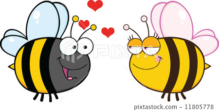 插图素材: cute bee looking female bee