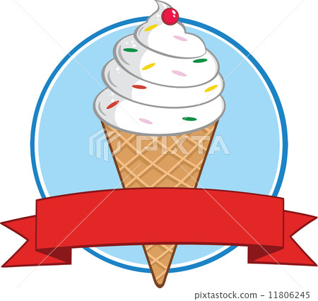 图库插图: ice cream cone circle banner