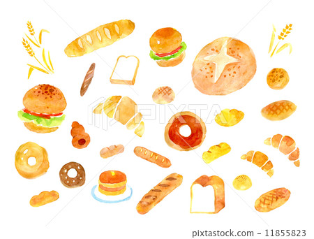 bread, watercolors, breads