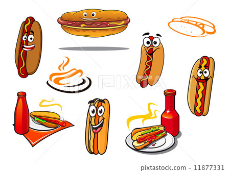 插图素材: hotdog cartoon characters and symbols 查看全部