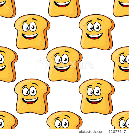 插图素材: seamless pattern of cartoon bread toast slices