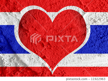 图库插图: love thailand flag sign heart symbol on cement wall