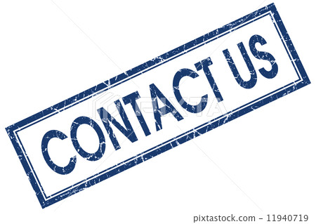 contact us blue square grungy stamp isolated on white background