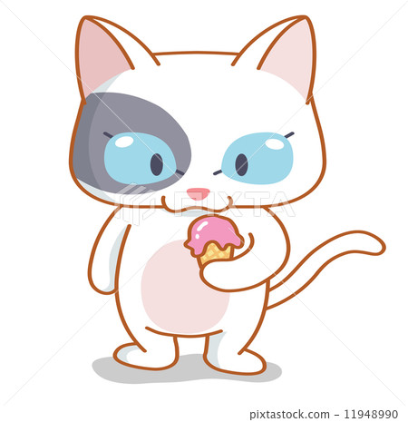 插图素材: cartoon funny cats enjoy ice cream