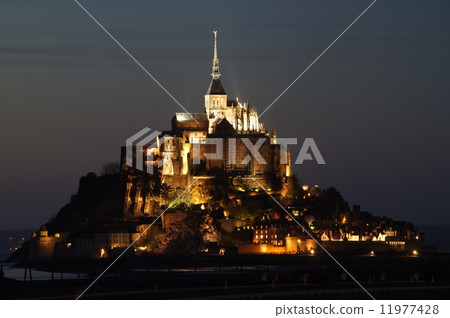 修道院 圣米歇尔山 夜景