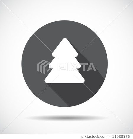 插图素材: christmas tree flat icon with long shadow.