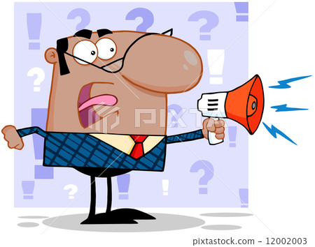 插图素材: excited african american business man speaking through