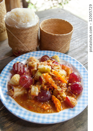 fruit salads thai and sticky rice