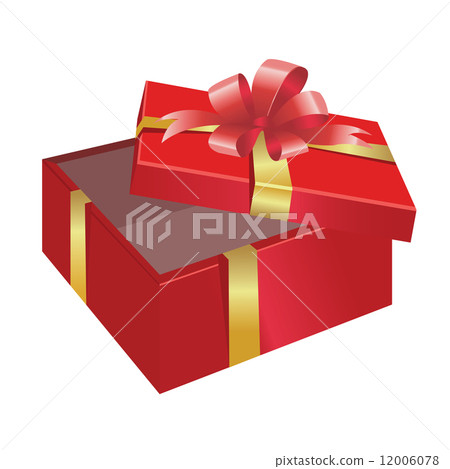 插图素材: gift box with red bow isolated