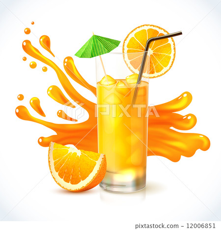 图库插图: orange juice ice