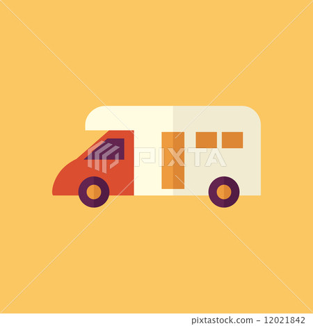 插图素材: camper. transportation flat icon