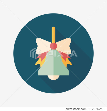 插图素材: school bell flat icon with long shadow,eps10