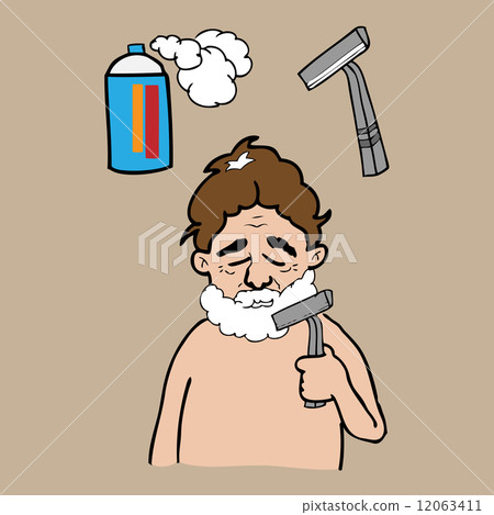 插图素材 man shaves beard