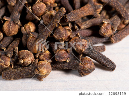 pile of cloves (eugenia caryophyllata). macro