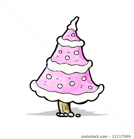 图库插图: pink christmas tree cartoon