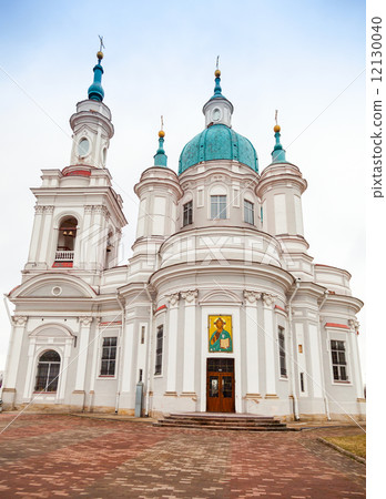 russian orthodox church facade. yamburg"s st.catherine cathedral