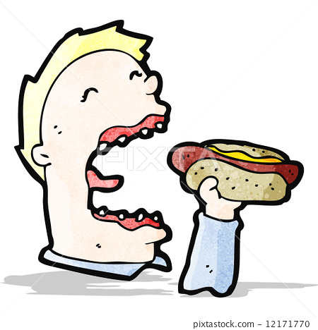 cartoon man eating junk food 12171770