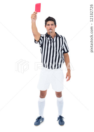 图库照片: serious referee showing red card