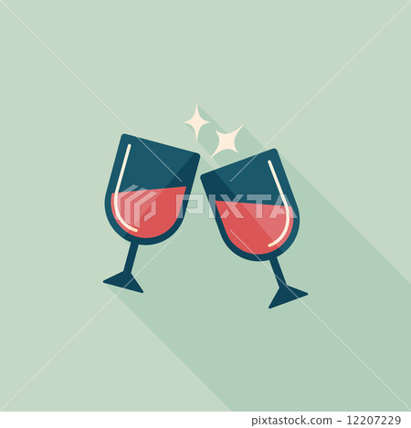 插图素材: martini glass cheers flat icon with long shadow,eps10
