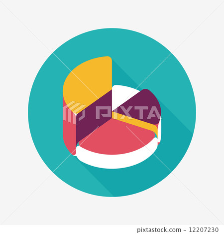 插图素材: business pie chart flat icon with long shadow,eps10