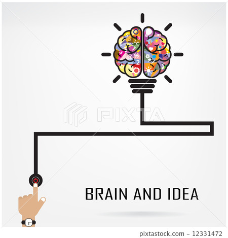 图库插图: creative brain idea and light bulb concept