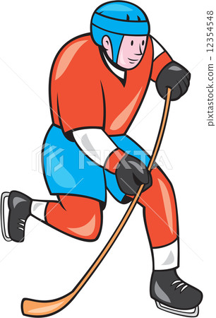 ice hockey player with stick cartoon 12354548