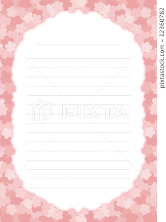 图库插图: 樱花的信纸_夏普樱花和阴影(波浪线)