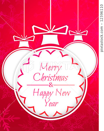 simple bauble merry christmas happy new year red background