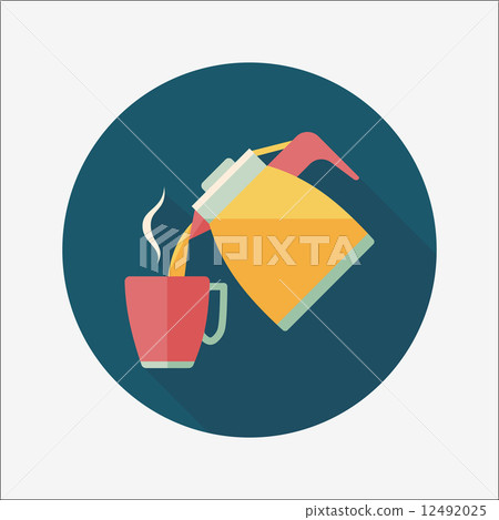 插图素材: hot tea flat icon with long shadow,eps10