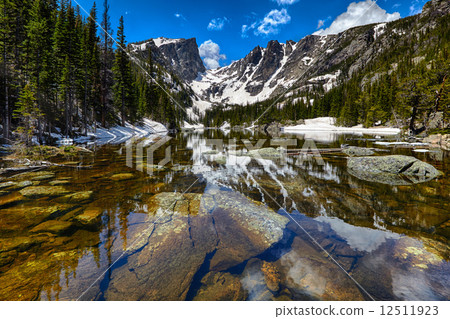 图库照片 dream lake at the rocky mountain national park