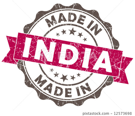 图库插图: made in india pink grunge seal