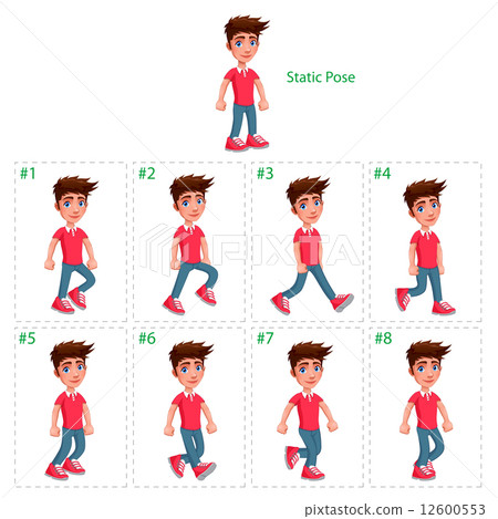 插图素材: animation of boy walking.