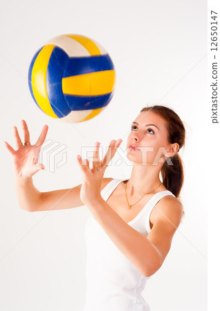 图库照片: young beauty volleyball player