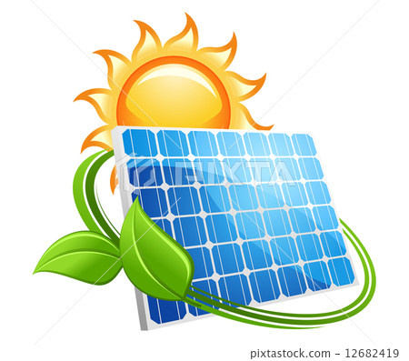 插图素材: solar panel and sun icon