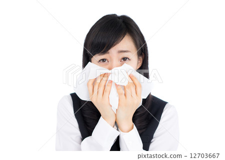 图库照片: 一个感冒的女人