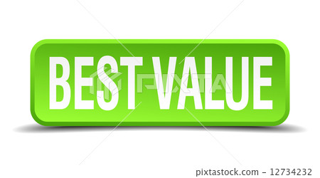 插图素材 best value green 3d realistic square isolated button