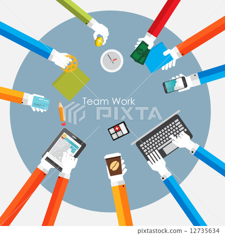 图库插图: team work flat concept vector illustration