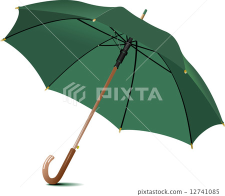 图库插图: opened green rain umbrella. vector illustration