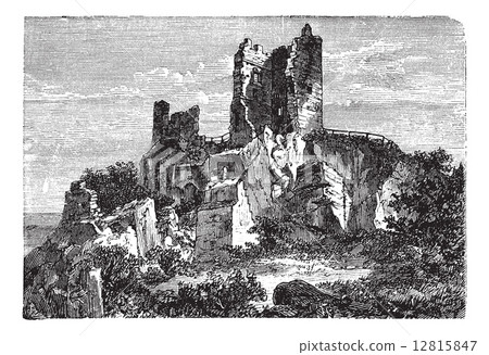 插图素材: ruin of drachenfels castle in rhineland-palatinate