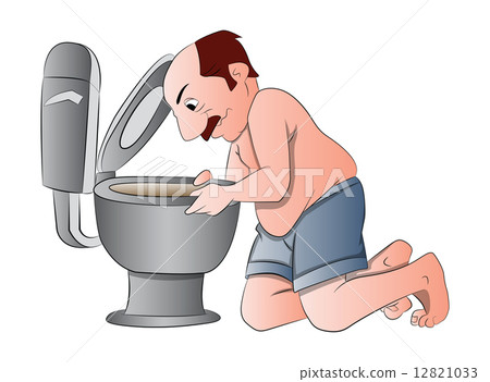 插图素材: man fixing a toilet, illustration