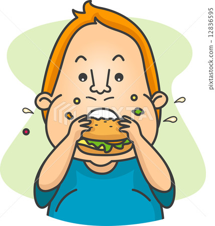 插图素材: man eating a burger