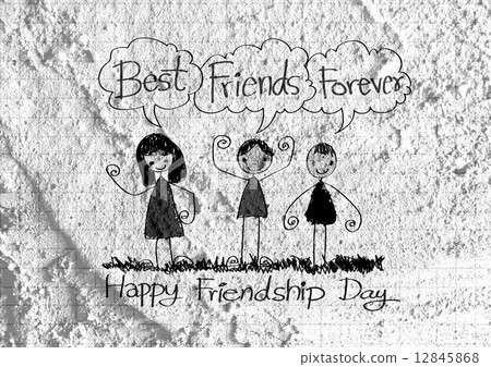 插图素材: happy friendship day and best friends forever on wall