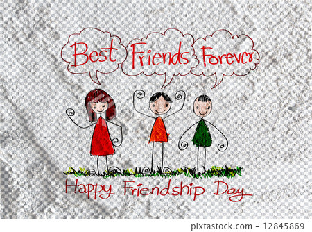 图库插图: happy friendship day and best friends forever on wall